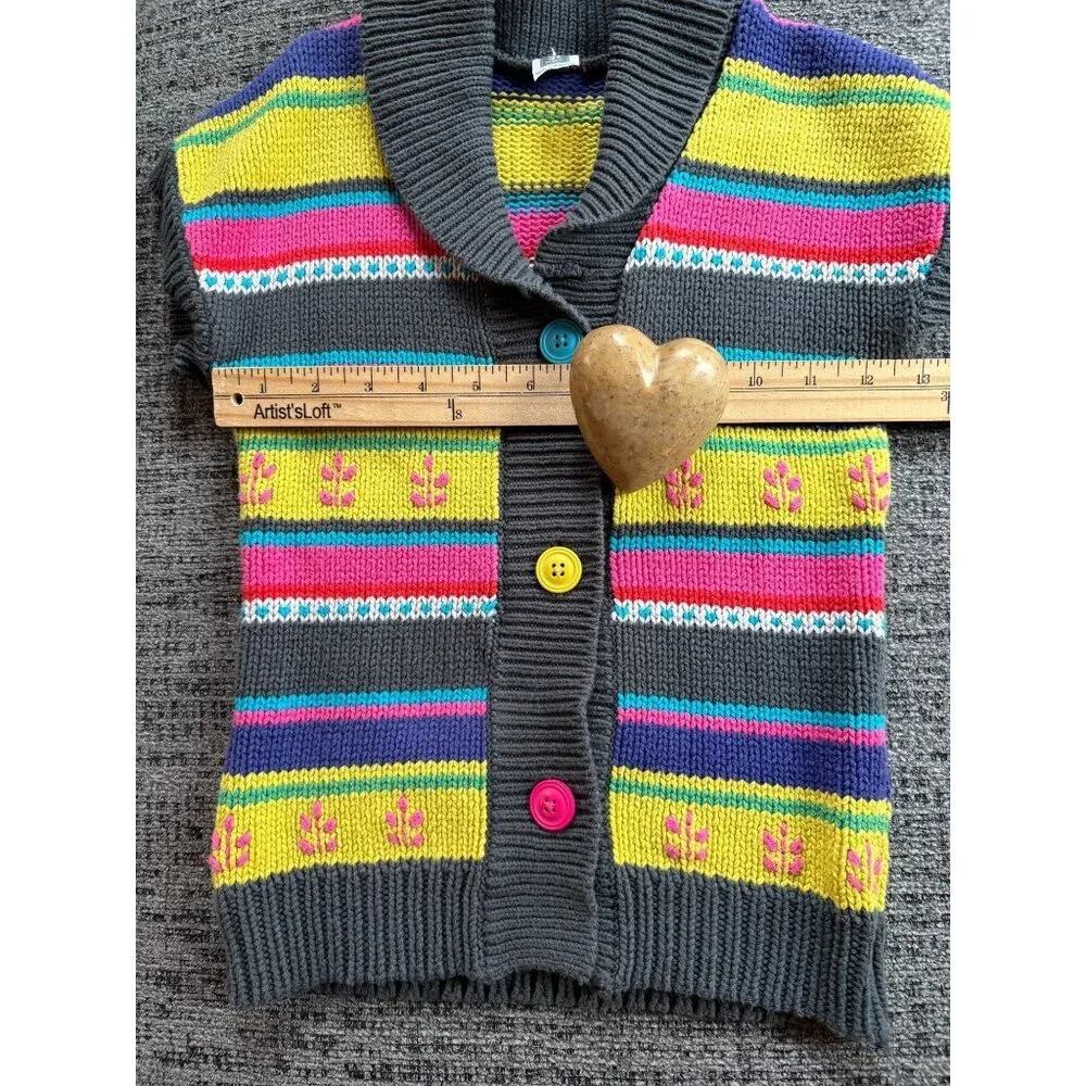 Carters  Toddler Knit Sweater Vest By 3T With Stripes &‎ Embroidered Flowers